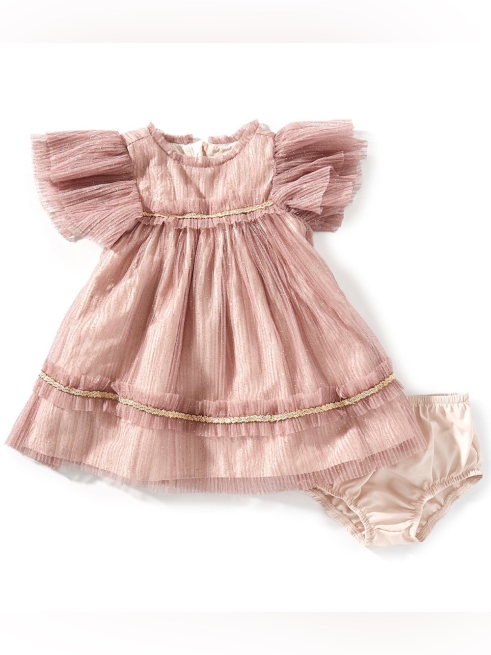 Pippa & Julie Baby Girls Remy Sheer-Flutter-Sleeve Sparkle Mesh Float Dress